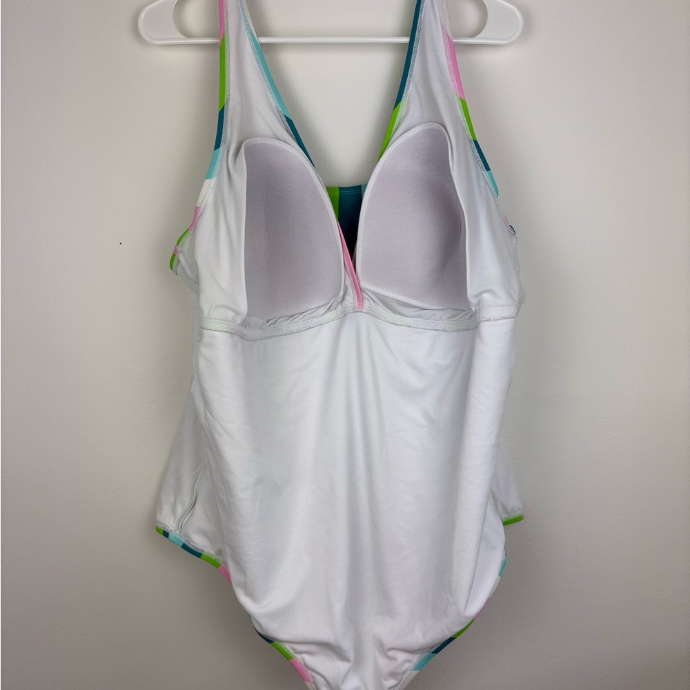 torrid Wireless Striped V-Neck One-Piece Swimsuit Palm Springs Stripe - Picture 11 of 13